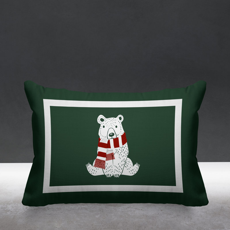 Coussin intérieur / extérieur Folk Christmas Bear, Sauge