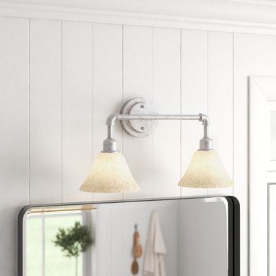 Eilif Vintage 2 Light Bath Bar with 7" Italian Marble Glass