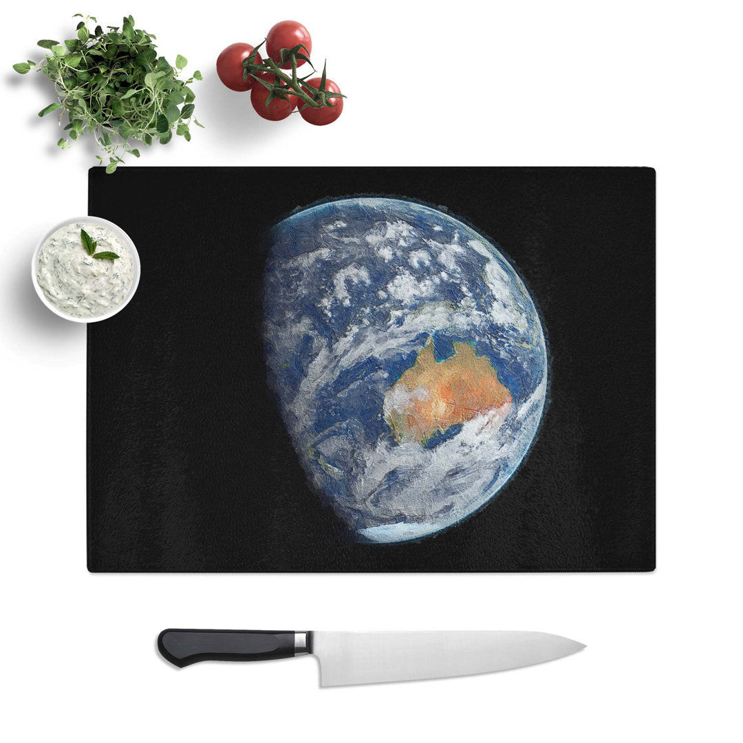 Tempered Glass View of Planet Earth Chopping Board