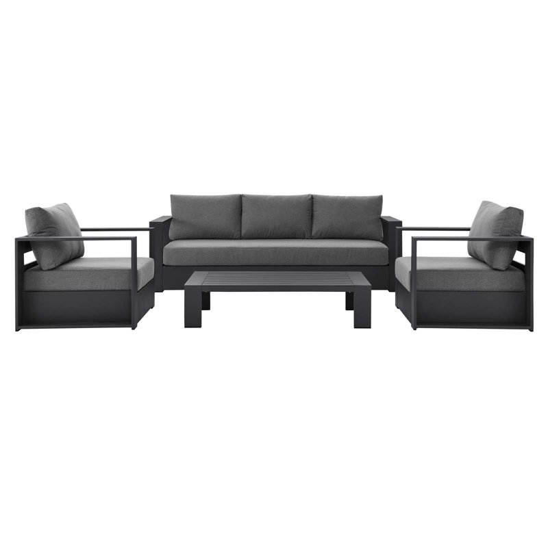 Tahoe Charcoal Gray Aluminum 4-Piece Outdoor Patio Set