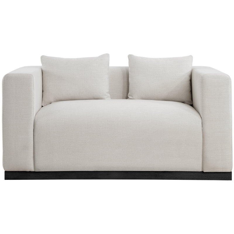 Causeuse 67 po, Tissu beige texturé en lin