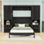Lit escamotable en bois avec placard, tiroirs et tablettes