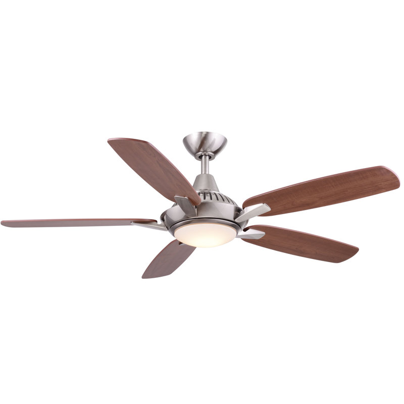 Ventilateur de plafond standard à DEL à 5 pales 52 po avec télécommande et ensemble d'éclairage inclus Ailaina, Nickel