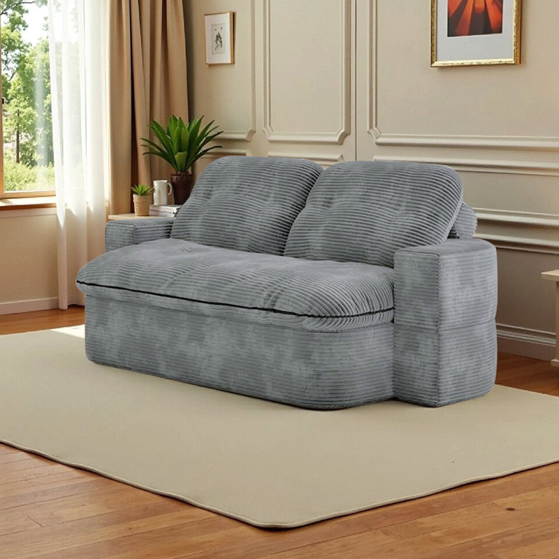 Canapé-lit modulaire convertible 2-en-1 avec matelas en mousse à mémoire de forme, canapé-lit peu encombrant, Gris clair