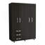 Armoire mobile Hamilton, armoire 4 portes, trois tiroirs, tringles, quatre tablettes, wengé noir - chambre à coucher-693950290