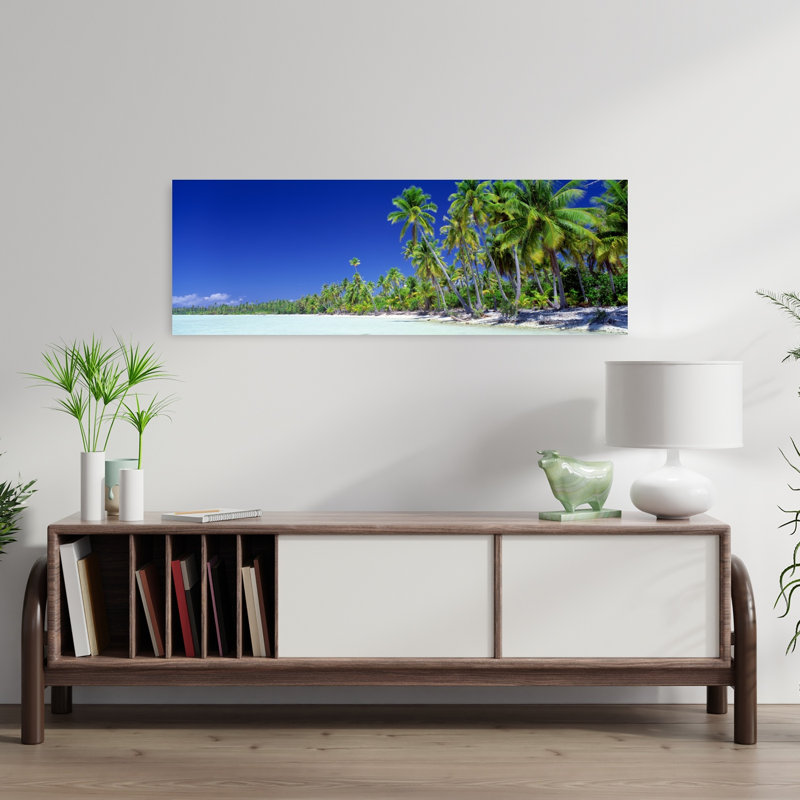 Plage avec palmiers, Bora Bora, Tahiti, palmier abstrait, art mural paysage, H 12 po x l 36 po