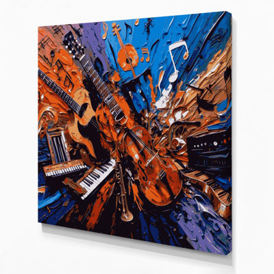 «Music Music Genres Collage», art mural sur toile mauve