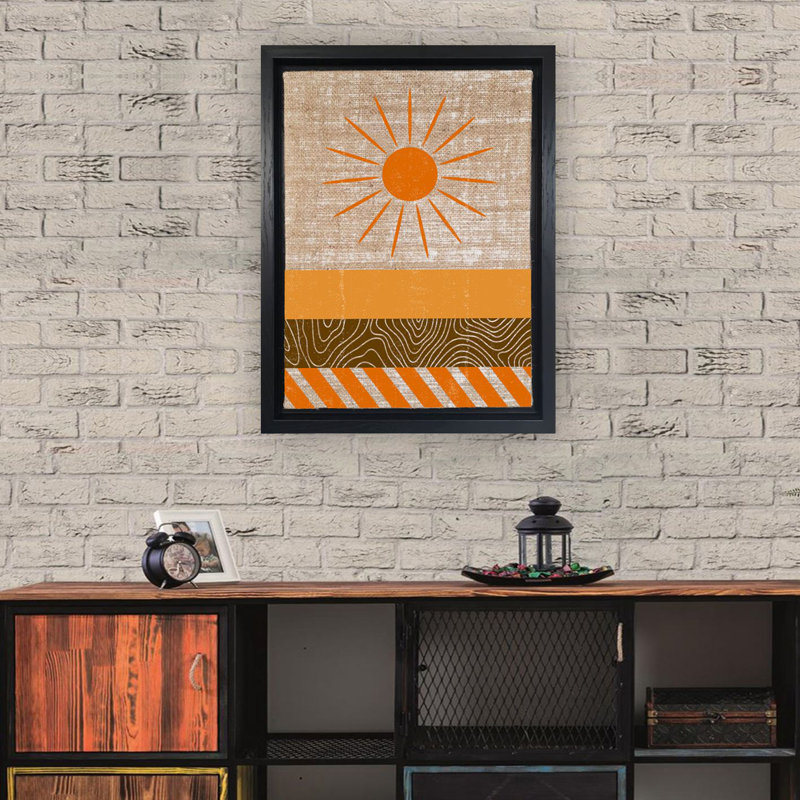 Peinture décorative sur toile, H 26 po x l 18,1 po, Orange, Noir