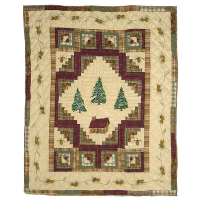 Forest Log Cabin Handmade Throw Blanket