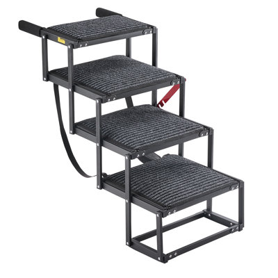 Escalier pour chien pour voiture, rampe pliable extra large pour 4 grands chiens avec surface antidérapante, échelle pour animal portable légère pour voiture, VUS, camion, lits hauts, canapés, support jusqu'à 200 lb