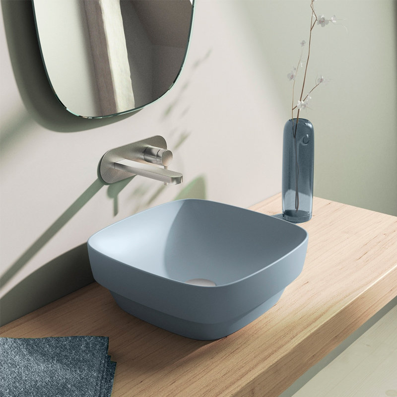 Catalano Colori 15.75'' Fireclay Square Bathroom Sink, Light Blue Matte