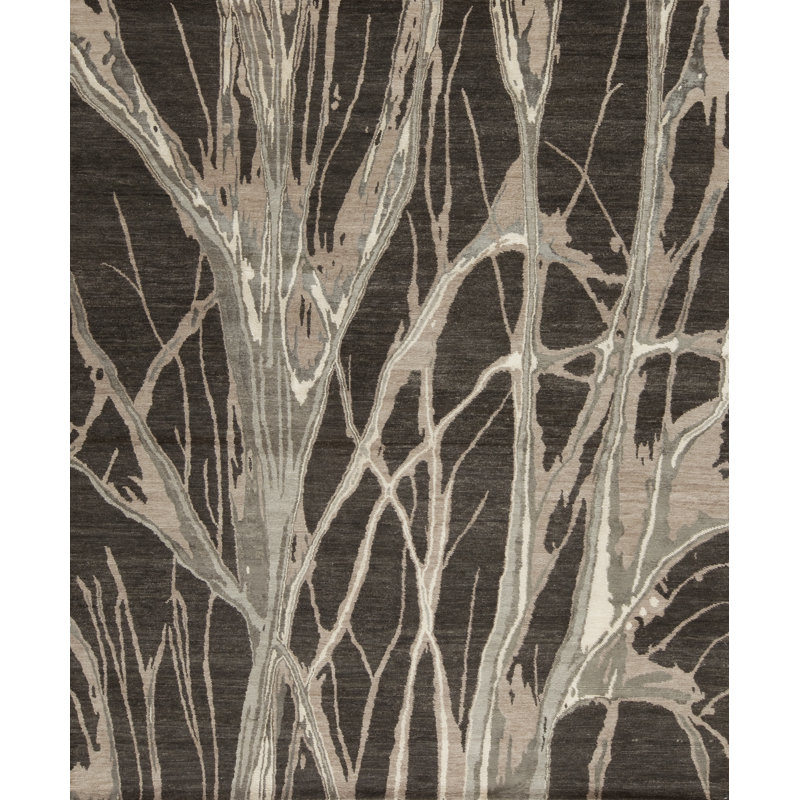 Modern Tibet Hand Knotted Abstract Area Rug, Rectangle 6' x 9'