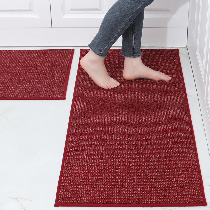 Tapis de cuisine antidérapants 2 pièces, tapis de cuisine absorbants et résistants aux taches, Rouge