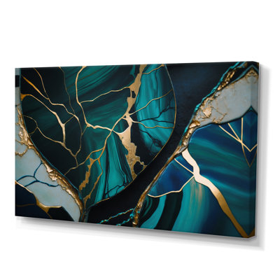 «Abstract Geode Green I», art mural abstrait sur toile marbrée