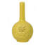 Vase à fleurs Remi, col étroit, céramique jaune avec motifs floraux, 16 po