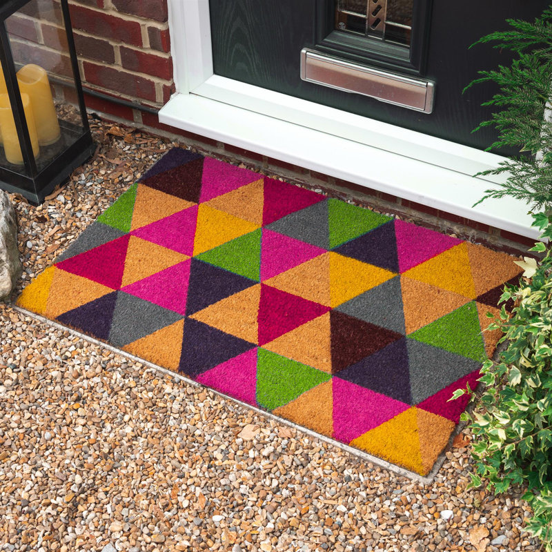 Nicola Spring - Coir Door Mats - Triangles - Set of 2, 1.6cm H x 90cm L x 60cm W