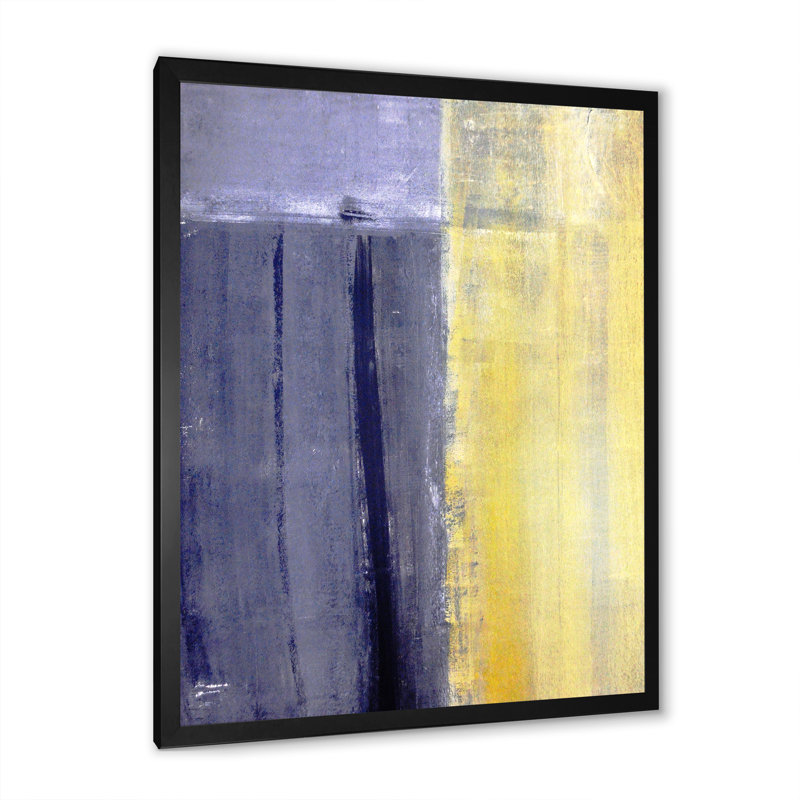 Gris et jaune, art abstrait II - décoration murale moderne et contemporaine en toile, Impression noire sur toile encadrée