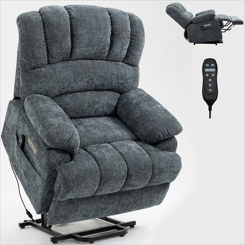 Fauteuil inclinable électrique en chenille de 23 po de large et à dossier haut avec massage par vibration 8 points et chauffage lombaire