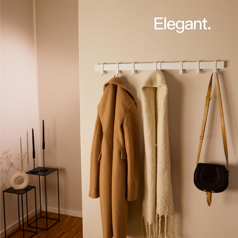 Aluminium Wall Mounted Coat Rack, White