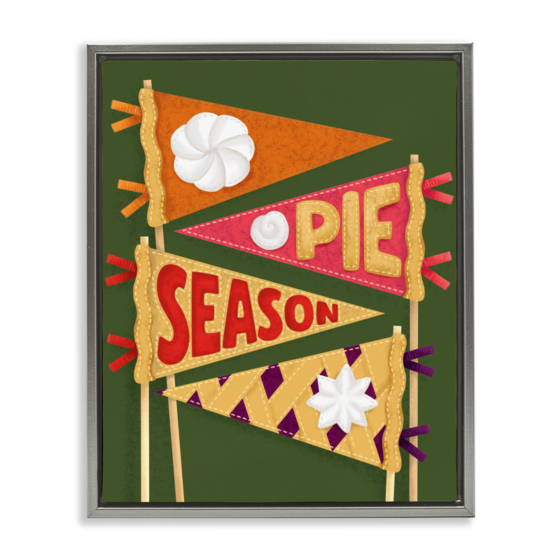 Cadre flottant Pie Season Pennants, design par Jilly Jack Designs, H 21 po x l 17 po, Cadre flottant gris lustré