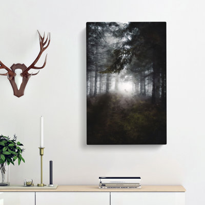 White Wolf In A Forest - Wrapped Canvas Painting