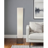 Aobha 50" Brown Rattan Lantern Floor Lamp with Long White Rectangular Shade