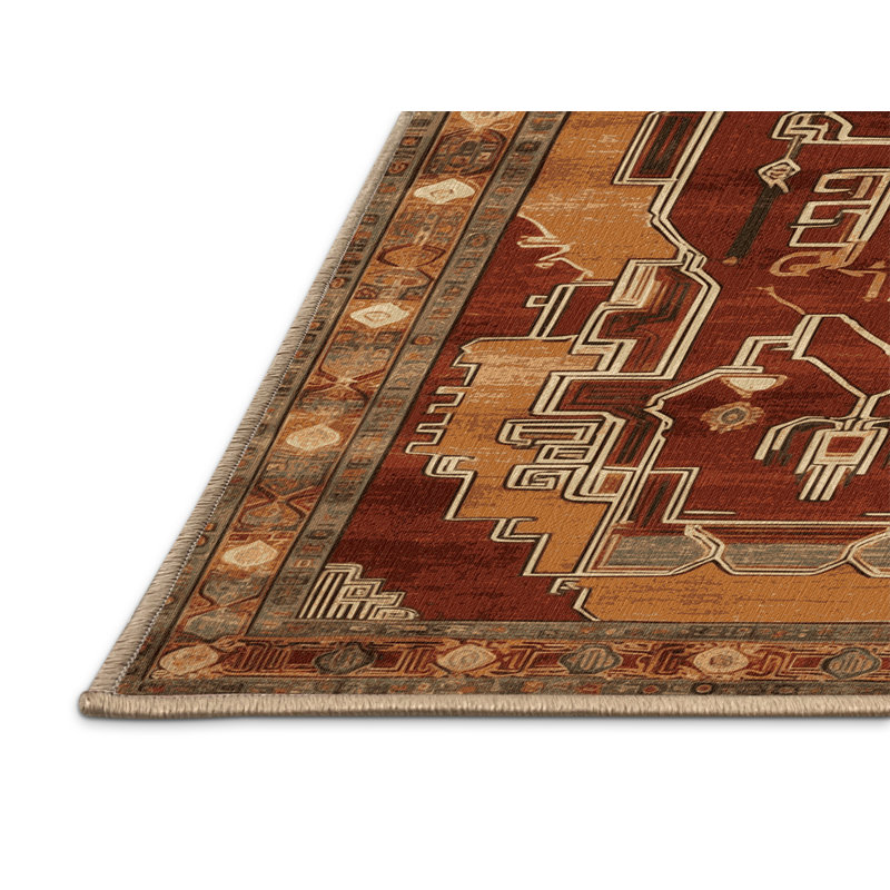 Tapis art déco brun lavable à la machine, Rectangulaire 2 pi x 3 pi