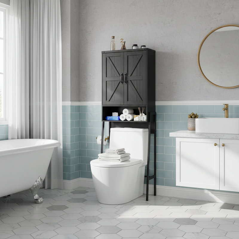 Armoire de rangement au-dessus de la toilette