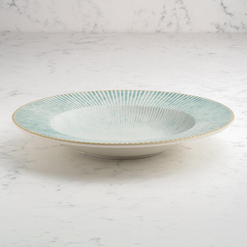 Paros-Aqua Premium Porcelain Prime Round Deep Plate, Aqua, 10" | Microwave & Dishwasher Safe