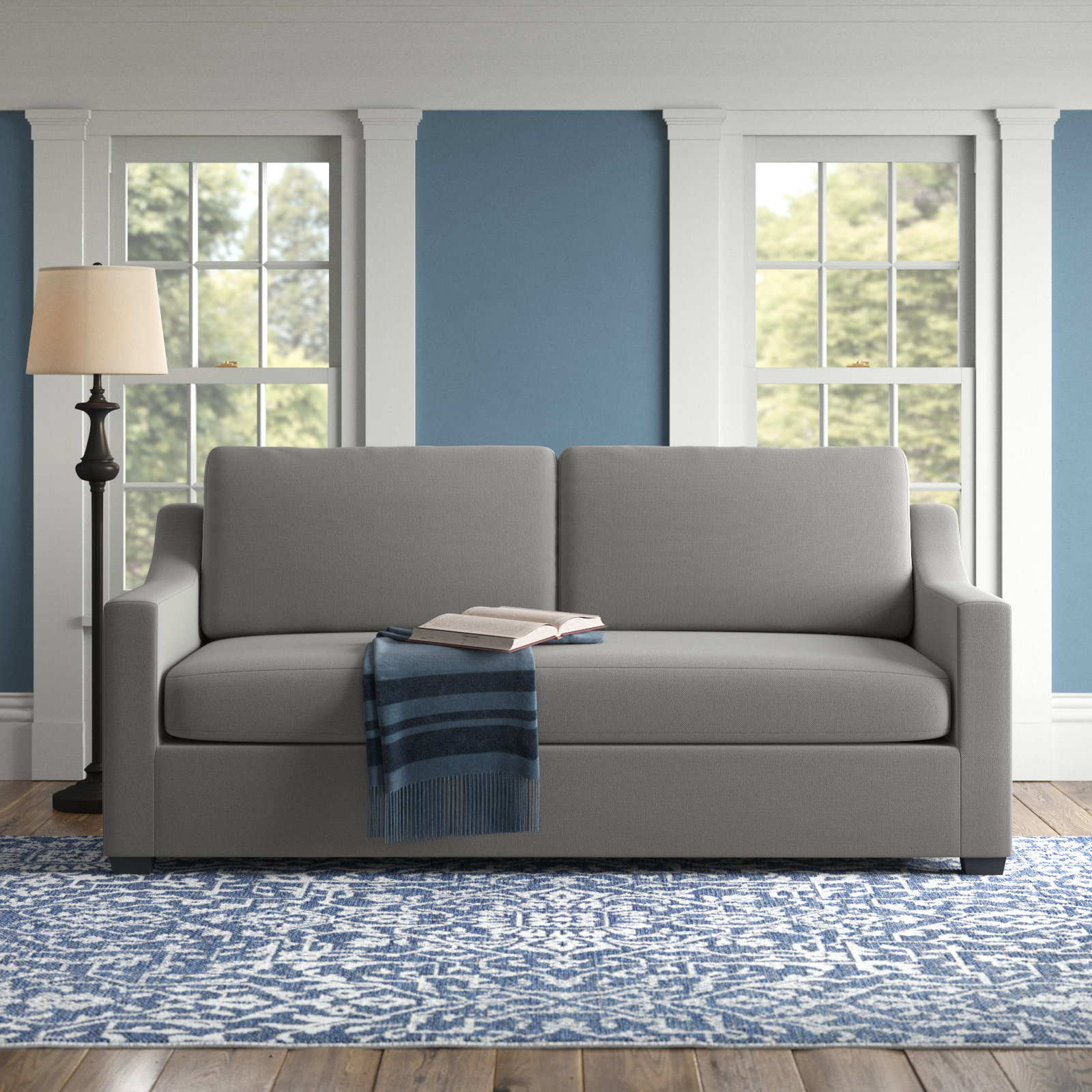Cranbrook 88'' Upholstered Sofa, Bayou Light Gray Canvas