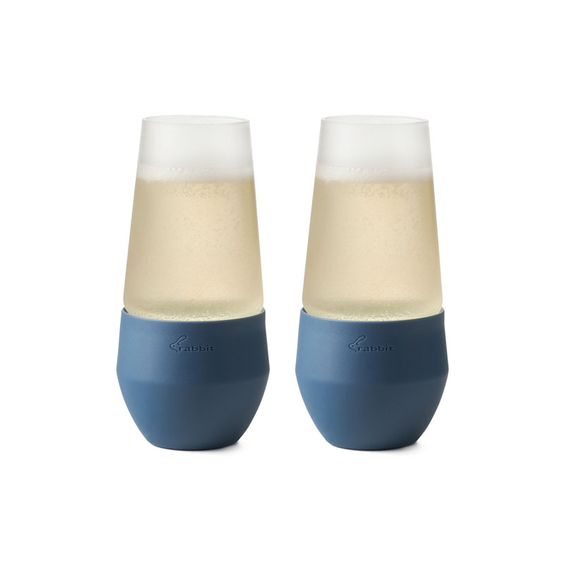 Rabbit Freezable 12 oz. Champagne Flutes, Blue