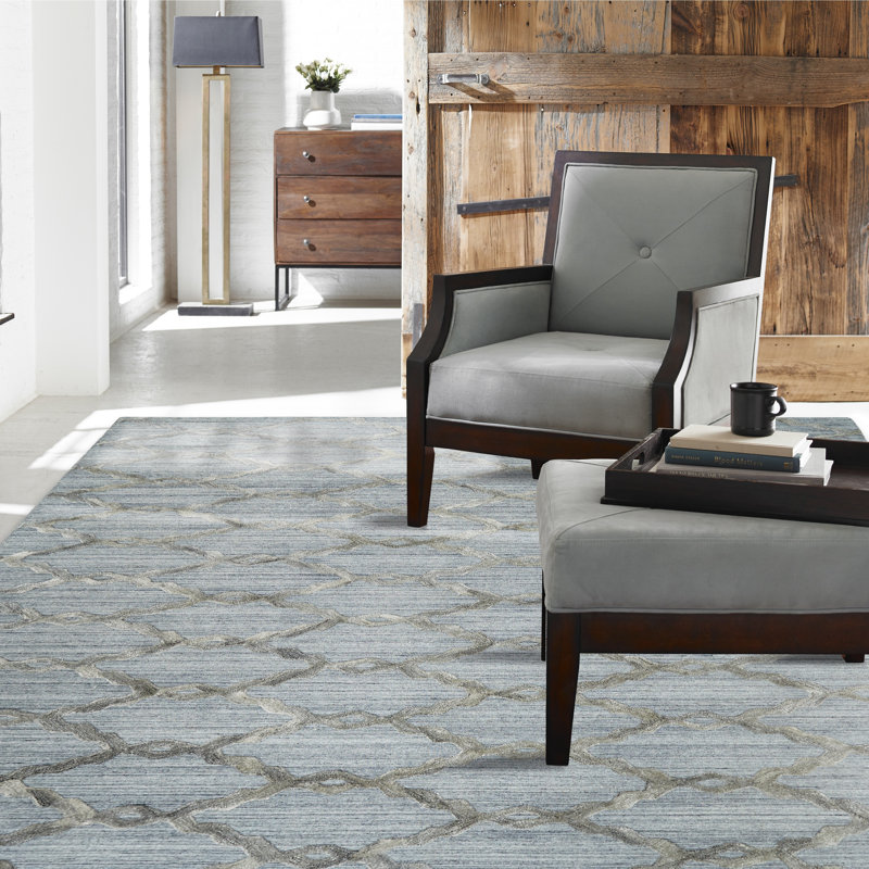 Aymeline Geometric Area Rug in Gray, Rectangle 12' x 15'