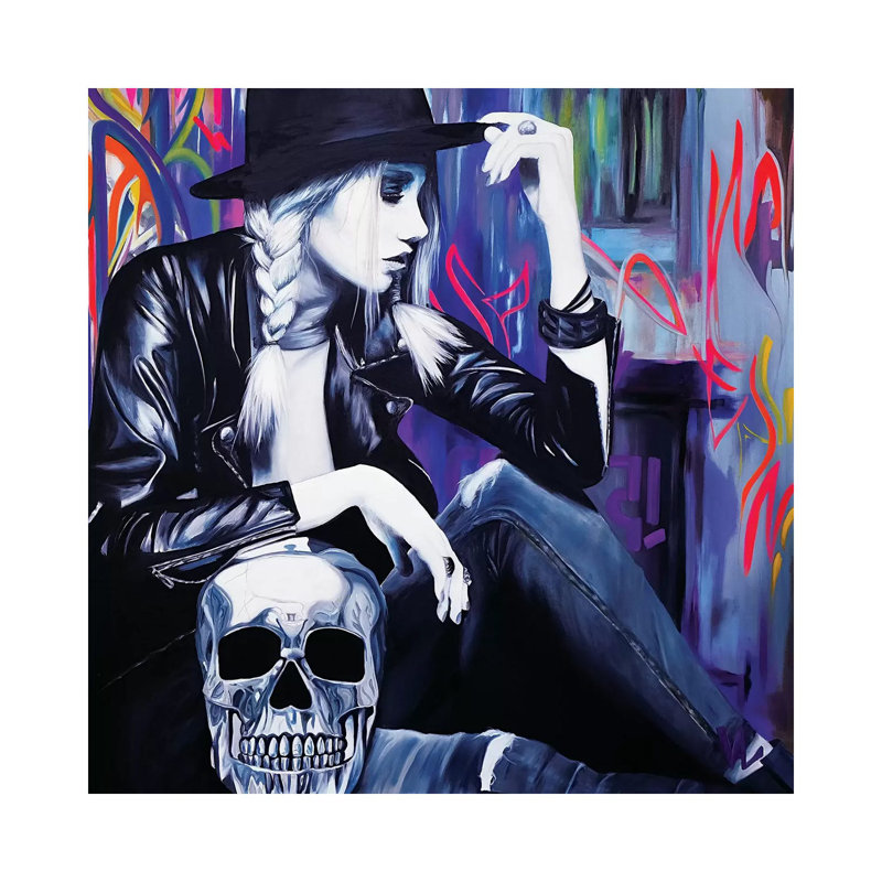 Skull in the Light 1 Piece Painting on Canvas, 45.72cm H x 45.72cm W x 3.81cm D, Wrapped Canvas