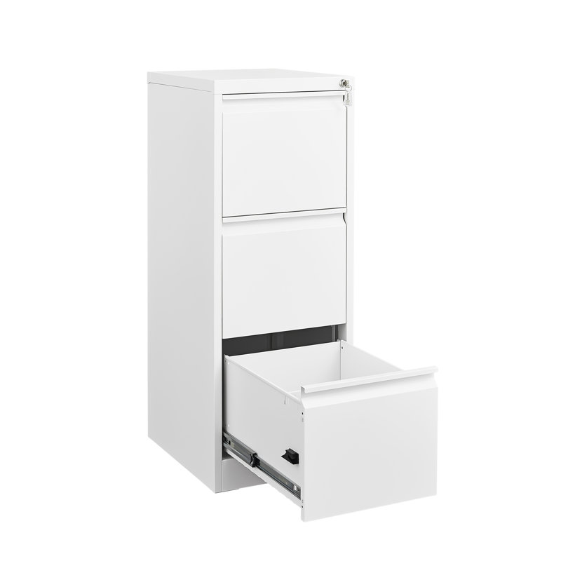 3 classeurs en métal verrouillables, rangement pour bureau / maison, poignée à griffes, blanc, convient aux classeurs de format A4 / légal / lettre avec 3 tiroirs et serrure, rangement vertical pour le bureau / la maison, peut accueillir des papiers