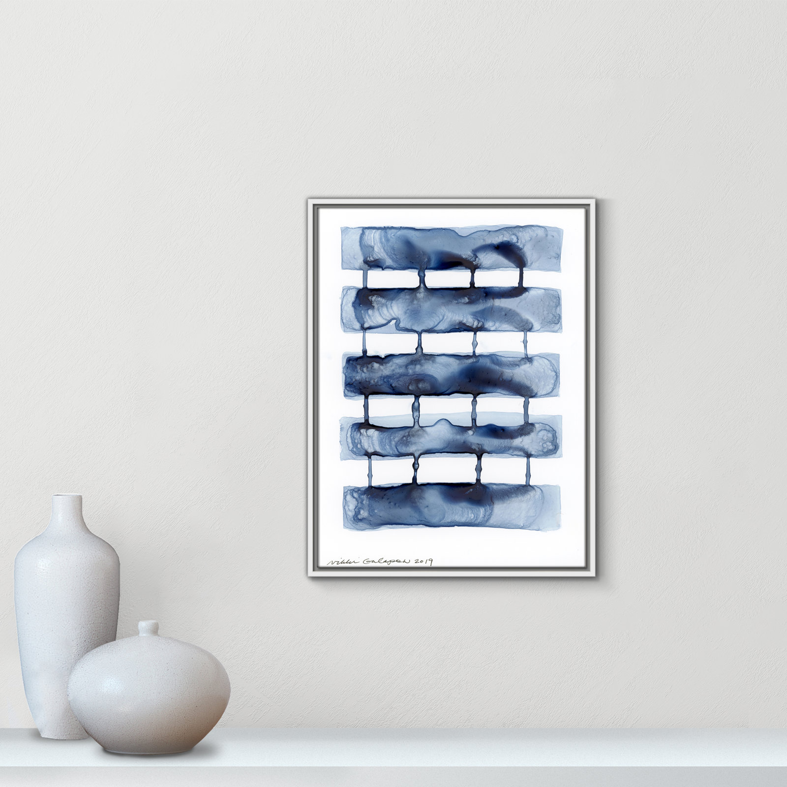Gareth "Stitched Together I" Print by Nikki Galapon, 25.5" H x 19.5" W x 2" D, White Framed Canvas