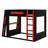 Wooden Gaming Bunk Bed With Desk,Two Storage Shelves,USB And LED Light-1932355279