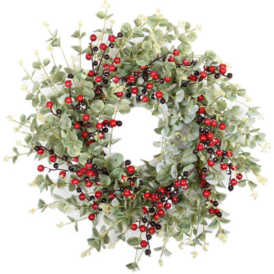26" Artificial Eucalyptus Berry Fall Winter Front Door Wreath For Christmas