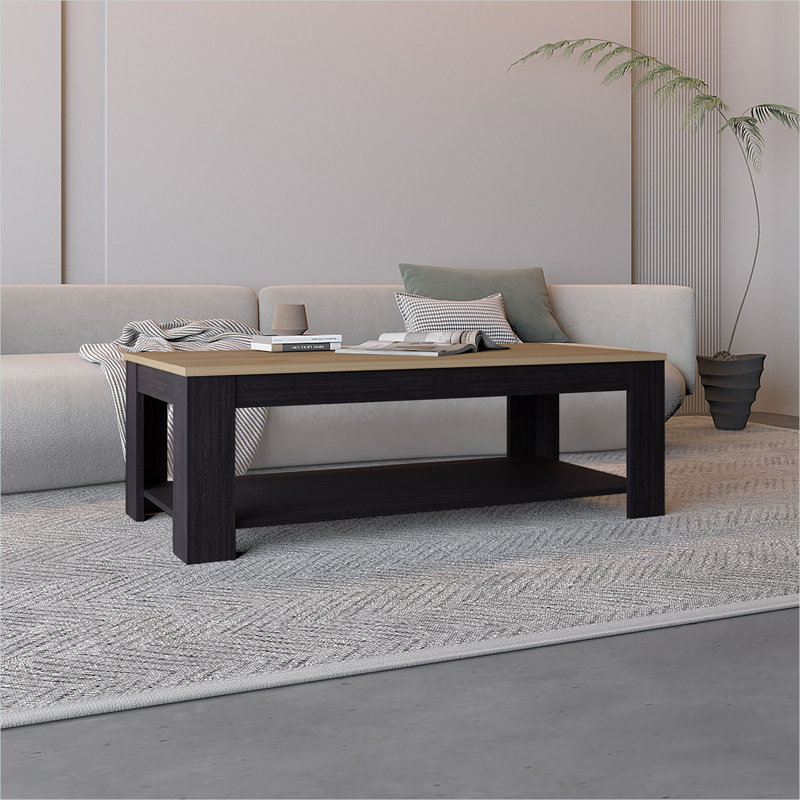 Table basse rectangulaire avec tablette inférieure