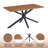 55.1" Brown Wood Grain Rectangular Dining Table With Black Metal Base For Kitchen, Dining Room, Living Room