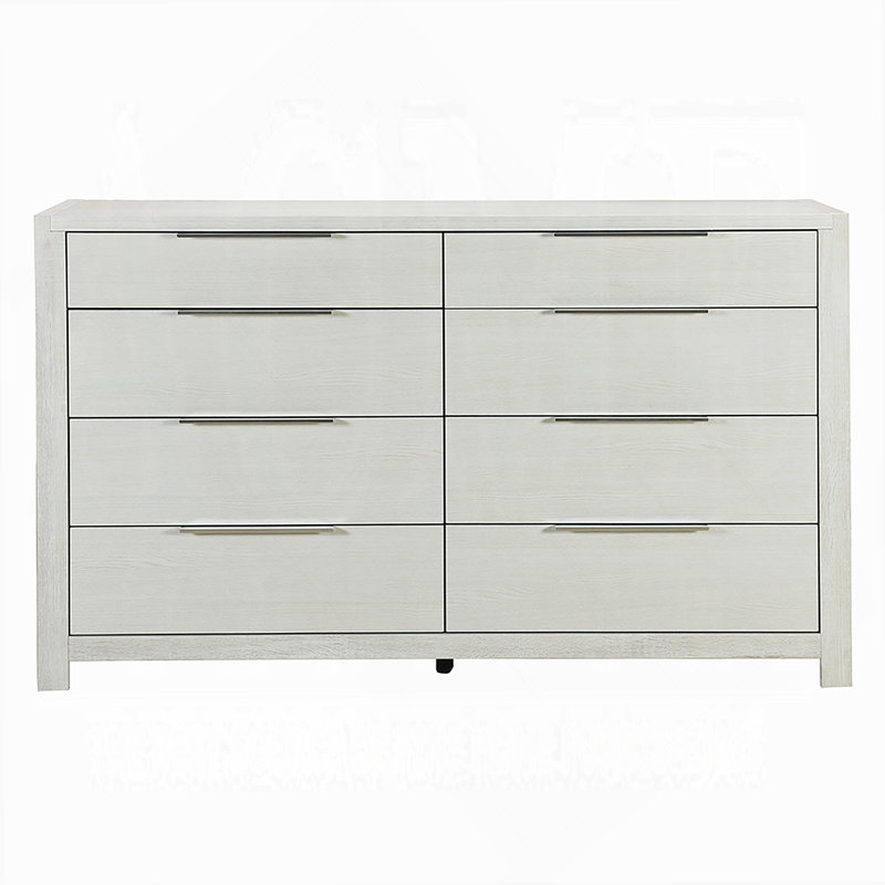 Commode en bois avec 8 tiroirs de rangement pour la chambre à coucher, Beige