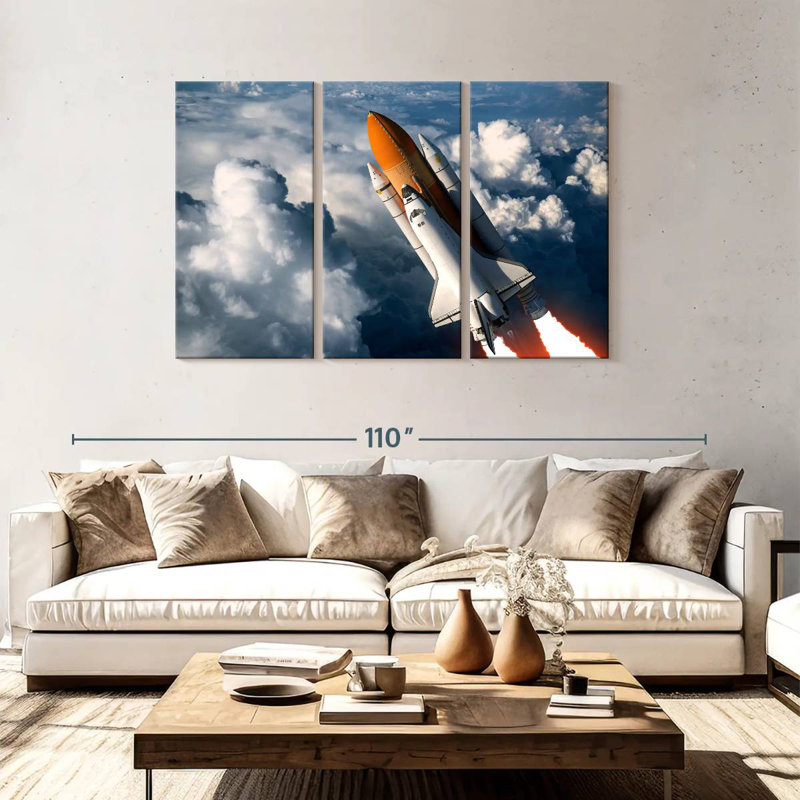 Oberle Cloudy Space Shuttle Flight, 48" H x 74" W