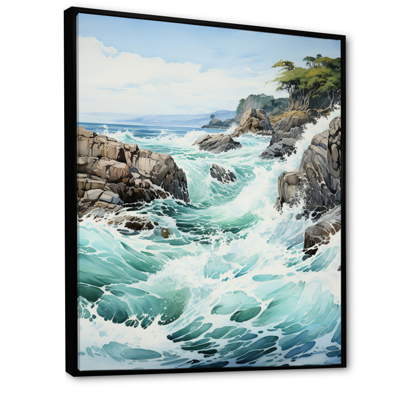 «Vrinda Minimalisme Serenity in River», reproduction sur toile, Cadre flottant noir, H 32 po x l 16 po x P 1 po