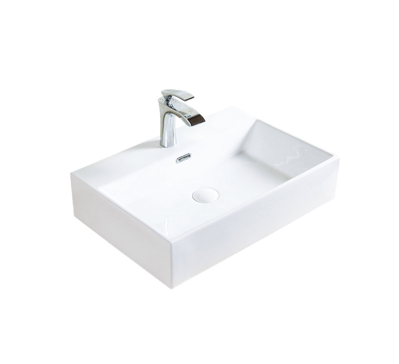 A&E Bath And Shower Colves 16.5'' Glossy White Ceramic Rectangular Bathroom Sink with Overflow