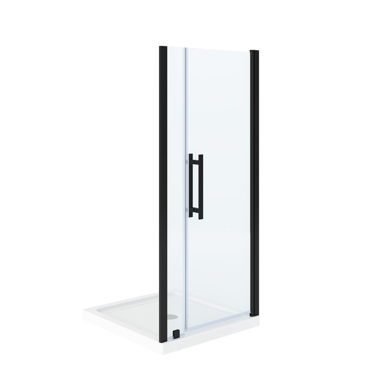OVE Decors Pasadena 36 In. W X 36 In. D X 74 3/4 In. H Alcove Frameless Pivot Shower Door Kit  With Base Pan, 2025, Black