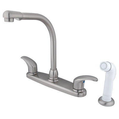 Kingston Brass Legacy Two-Handle 4-Hole 8" Centerset Kitchen Faucet with Side Sprayer