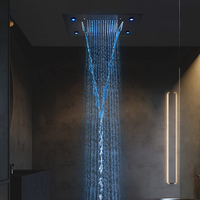 Rain Fixed Shower Head 2.5 GPM GPM with Self-Cleaning, Black