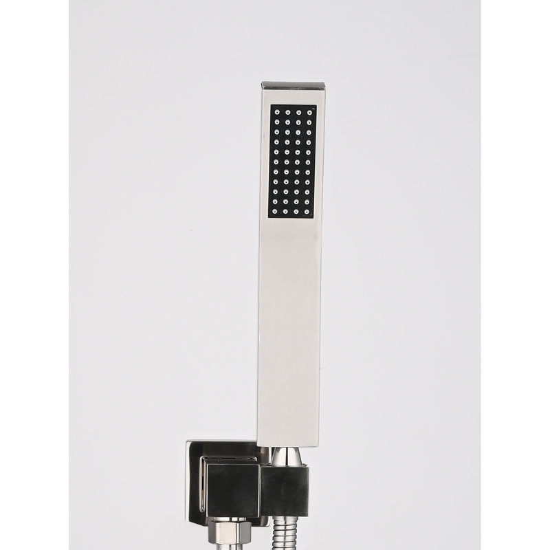 Brushed Nickel Ceiling Mounted Shower System With 16" Head And Handheld For An Enjoyable Bath, Stainless Steel In Portable A Hue