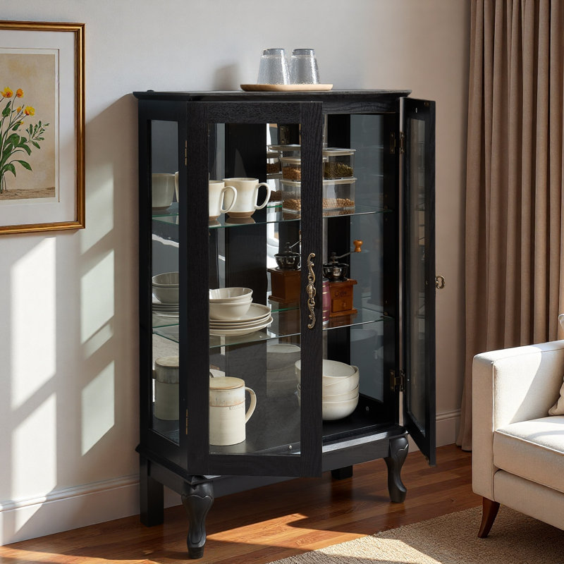 Vitrine avec intérieur éclairé, charme rétro et poignée en métal pour mettre en valeur le système d'affichage rétro américain, tablettes polyvalentes
