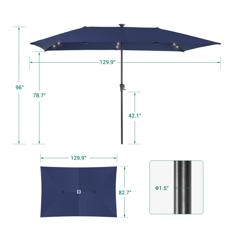 Parasol d'extérieur à DEL 11x7Ft, Marine
