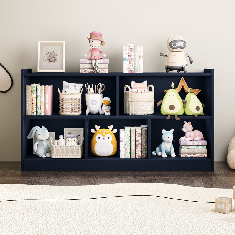 Shelf 5-Section Aldarcie 24" H X 45" W Bookcase, Navy
